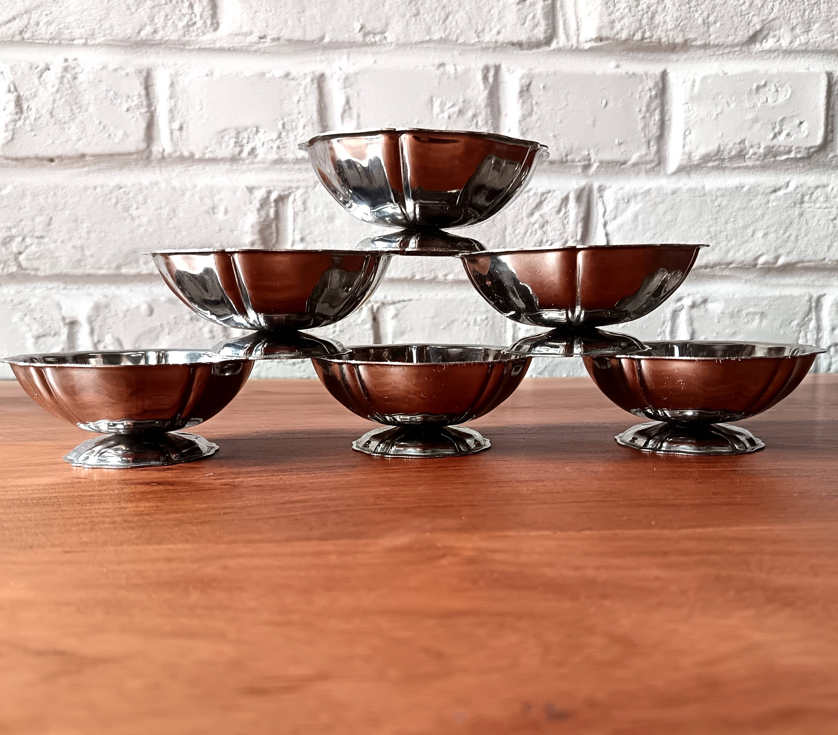 6 coupes à glace en acier inoxydable vintage