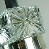 Vintage crystal glass and metal pendant light with 6 glass prisms from the 1960s, 2 available