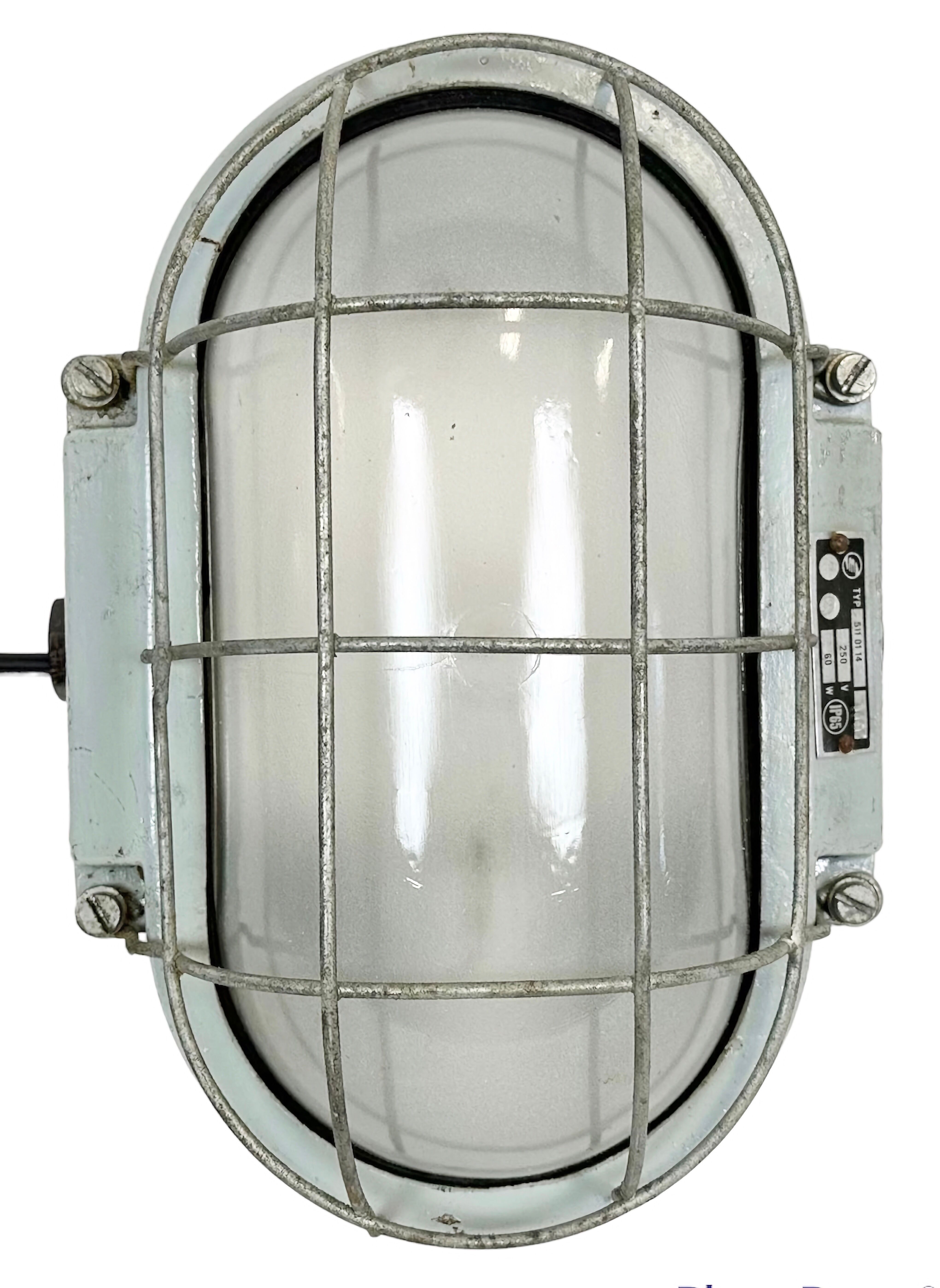 Industrial Cast Aluminium Wall Light with Milk Glass from Elektrosvit, 1970s