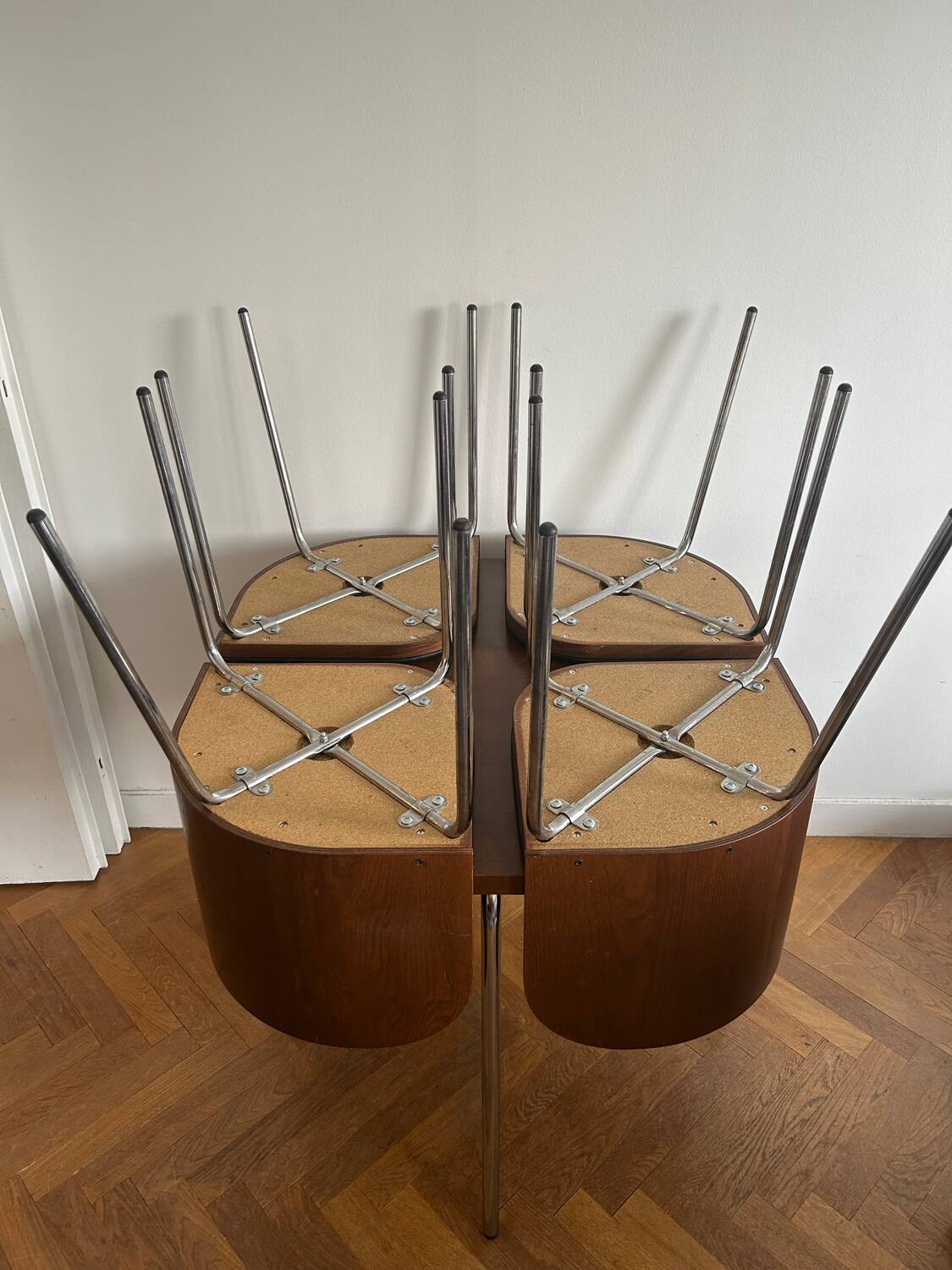 Set of table and 4 teak chairs, Fusion model by Sandra Kragnert for IKEA, Sweden, 1970s: