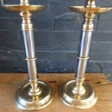Set of 2 lamp bases in aluminum and copper
