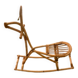 Vintage rattan rocking horse