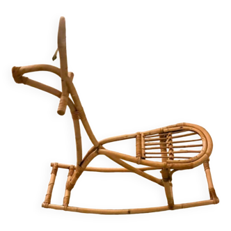 Vintage rattan rocking horse