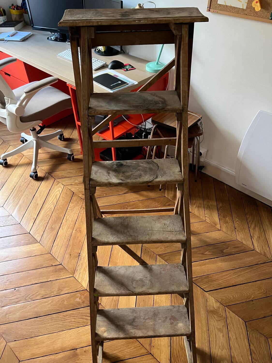 Old wooden painter's stepladder