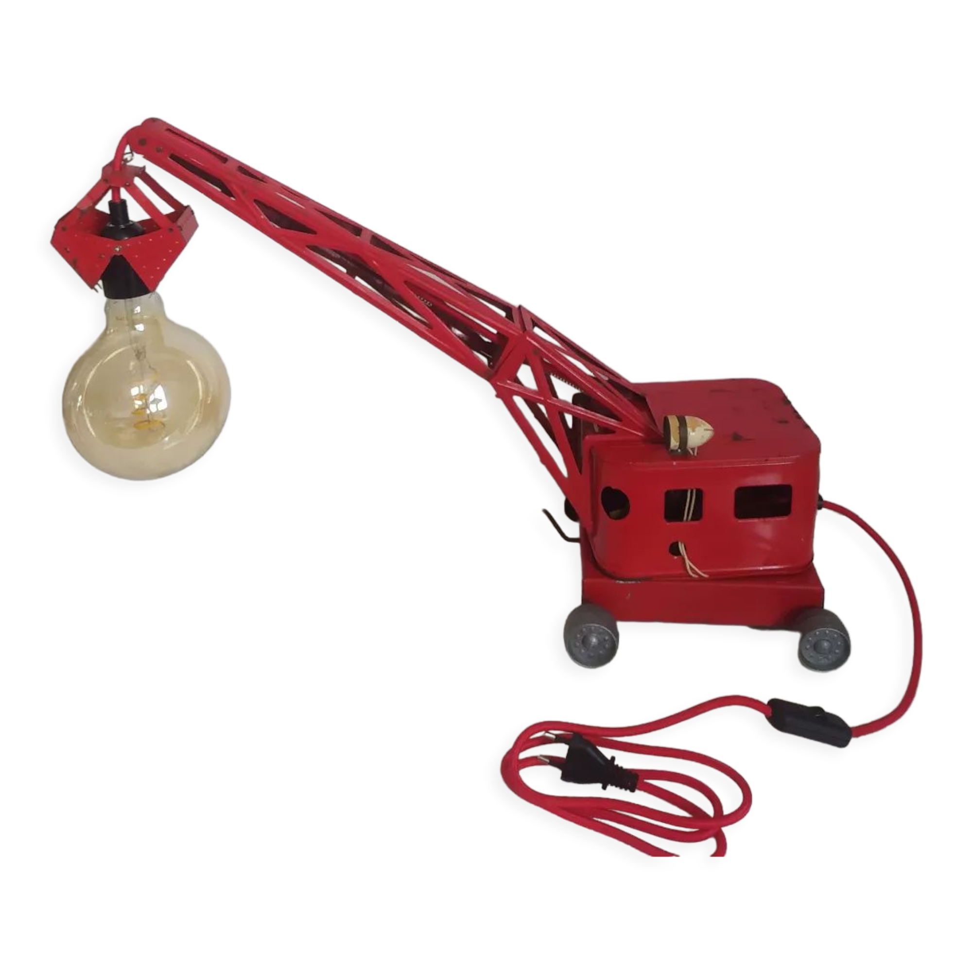 Vintage old metal toy lamp with bulbs