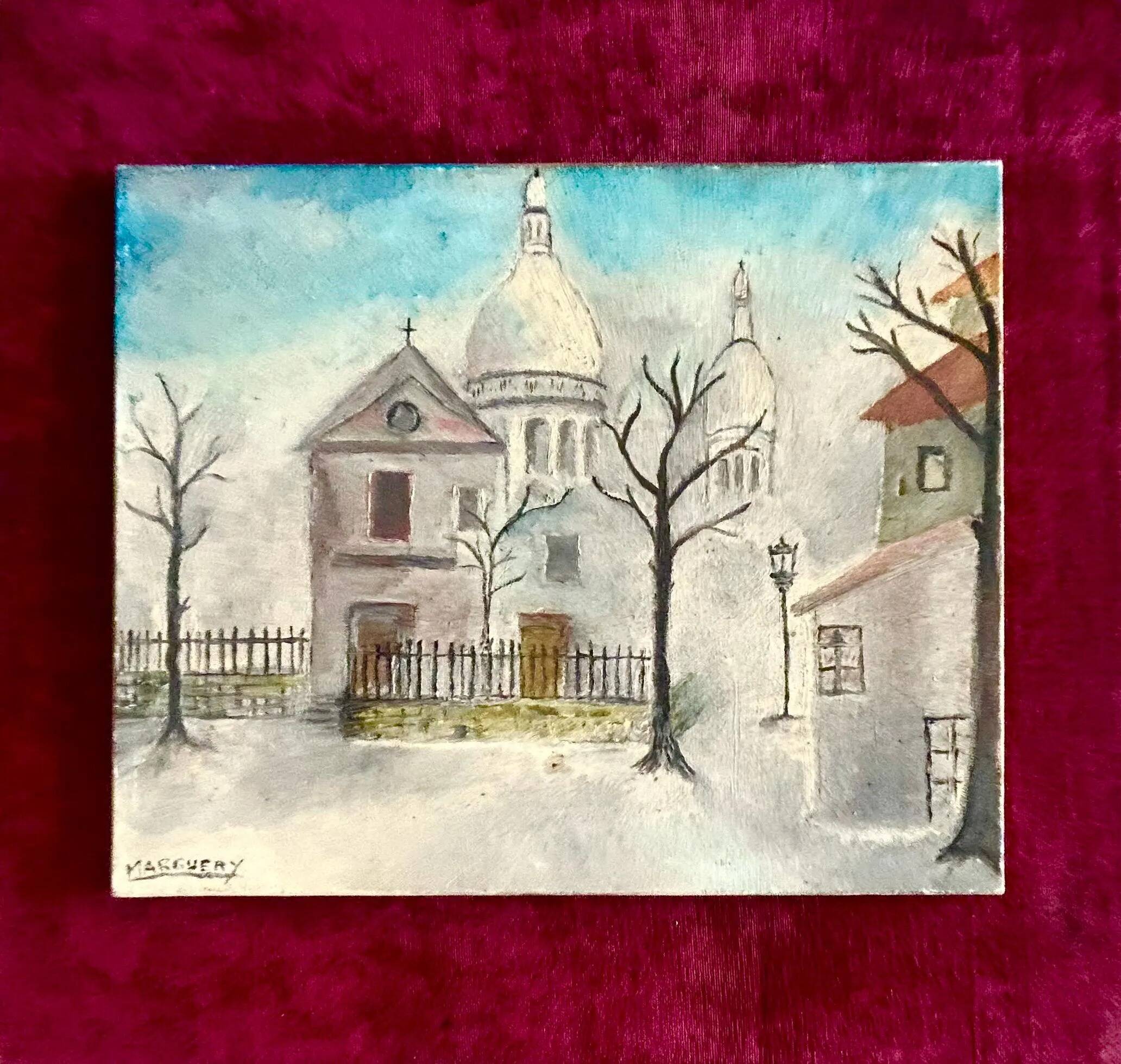 Mid Century Parisian Sacré-Coeur De Montmartre Signed Original Painting