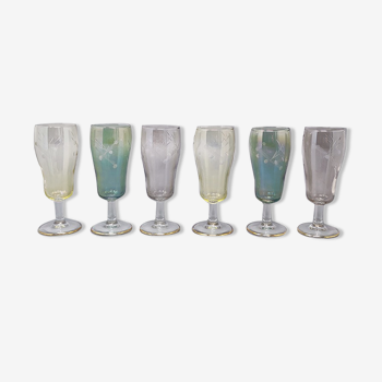 Ensemble de 6 verres en cristal des années 1960, fabriqué en Italie