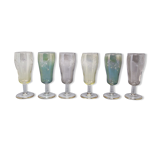 1960s set of six crystal glasses, made in Italy