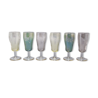 1960s set of six crystal glasses, made in Italy