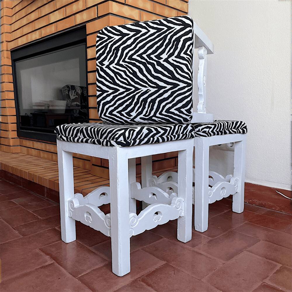 Set of 3 antique solid wood stools restored