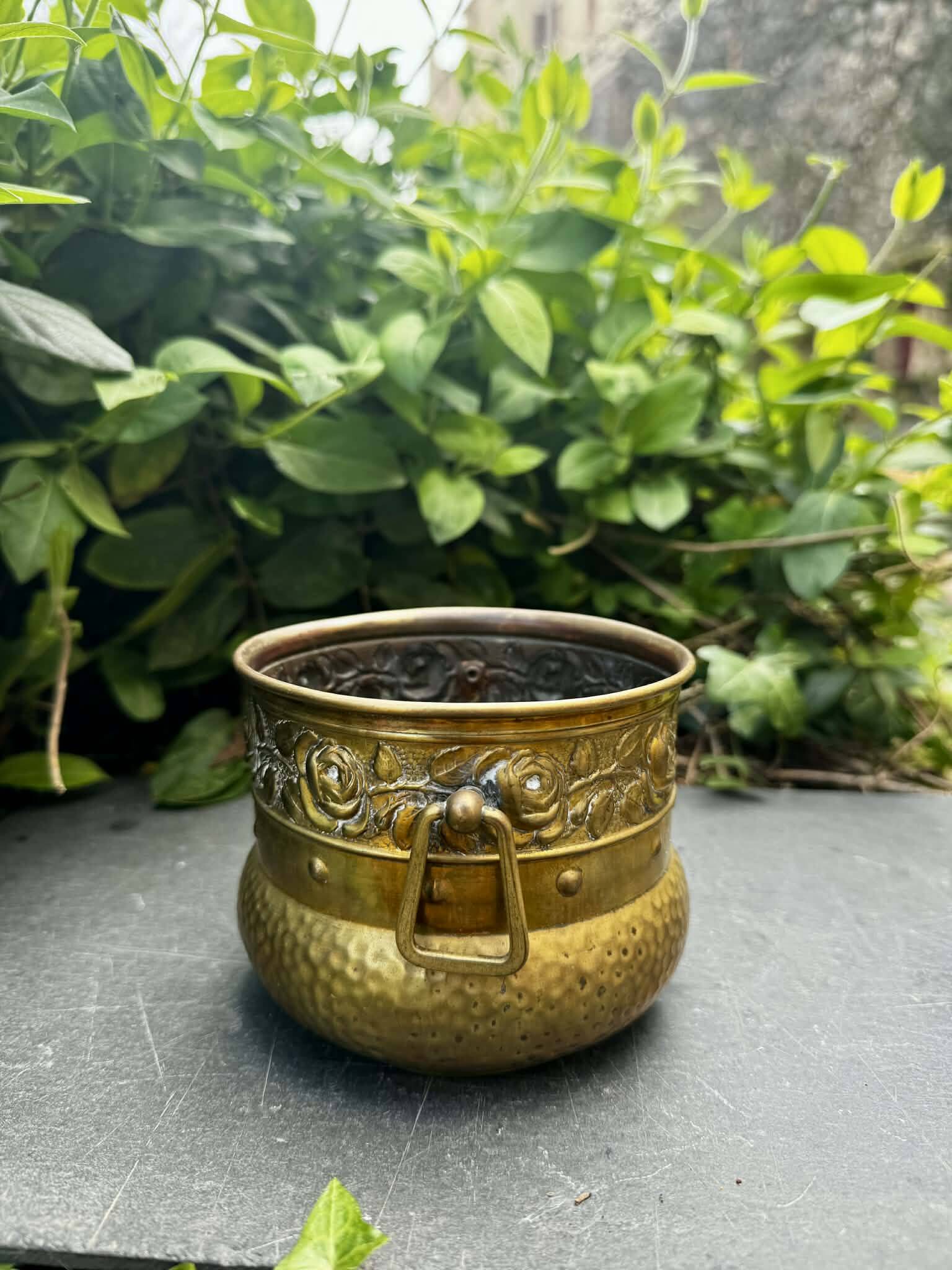 Brass Art Nouveau cache pot