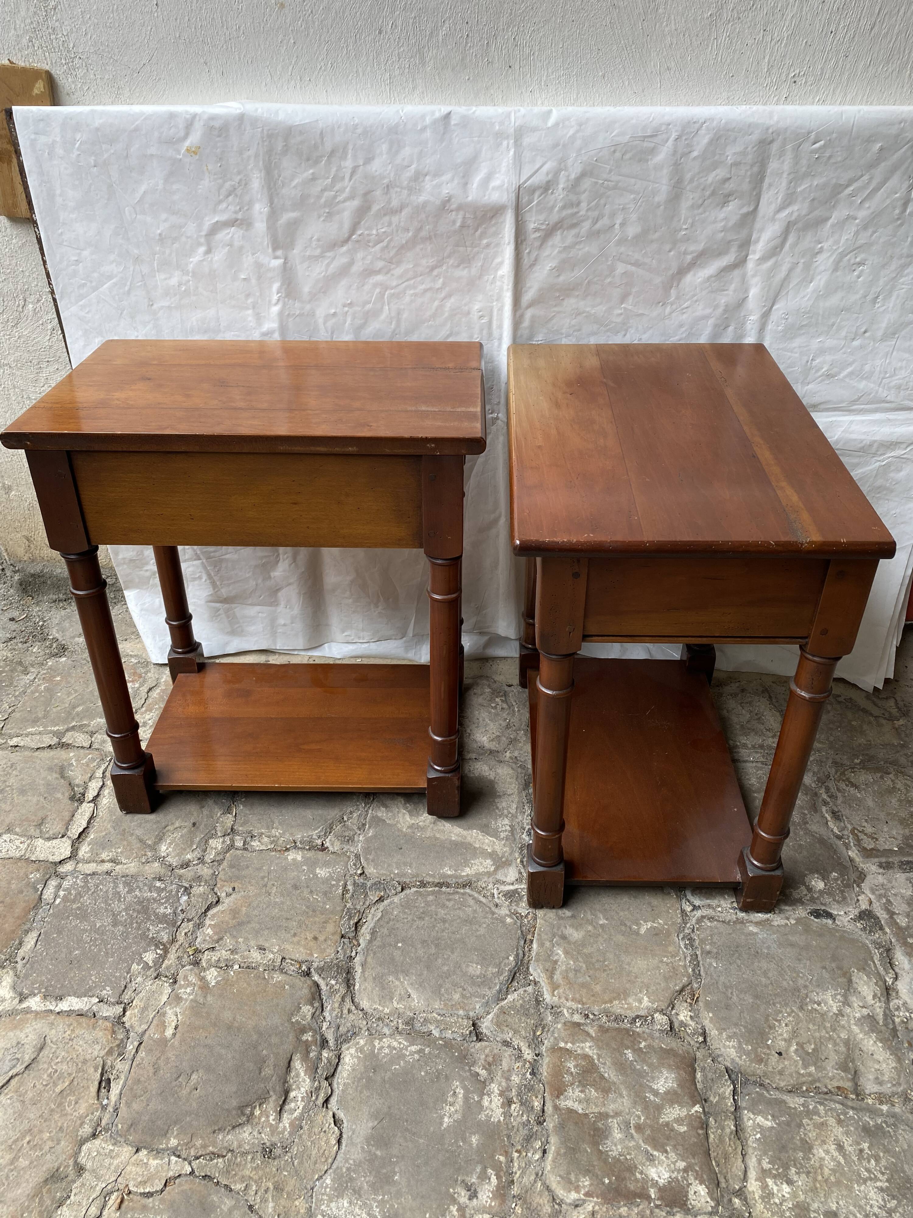 Pair of cherry wood side tables