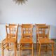 Set of 6 luterma blond wood bistro chairs 1950