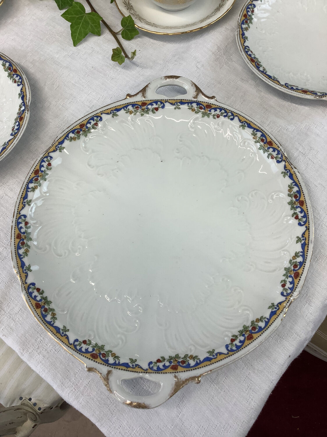 Antique porcelain dessert dish made in France