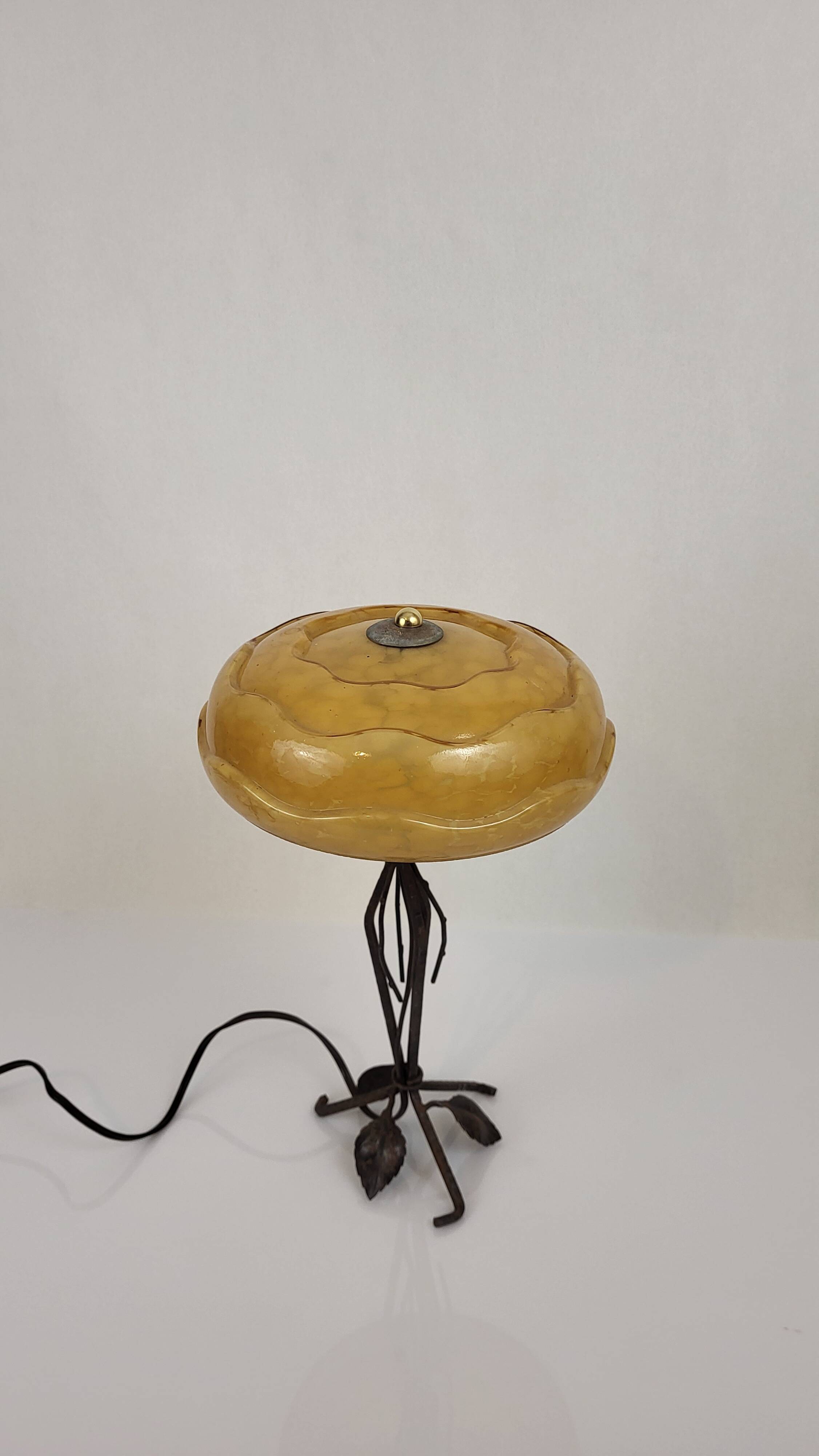 Art Nouveau wrought iron lamp