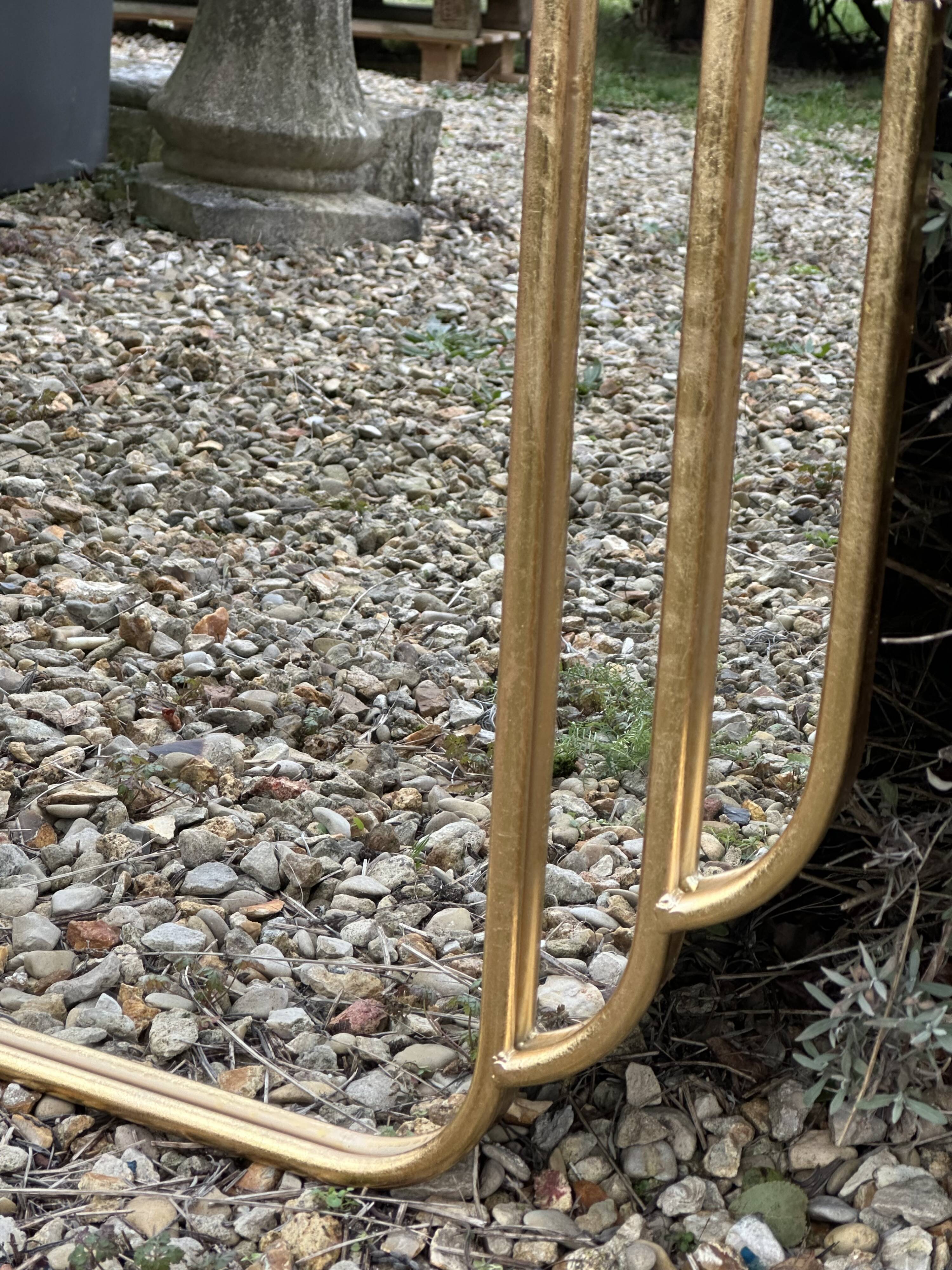 Art Deco style mirror in patinated gold iron 85 x 60 cm
