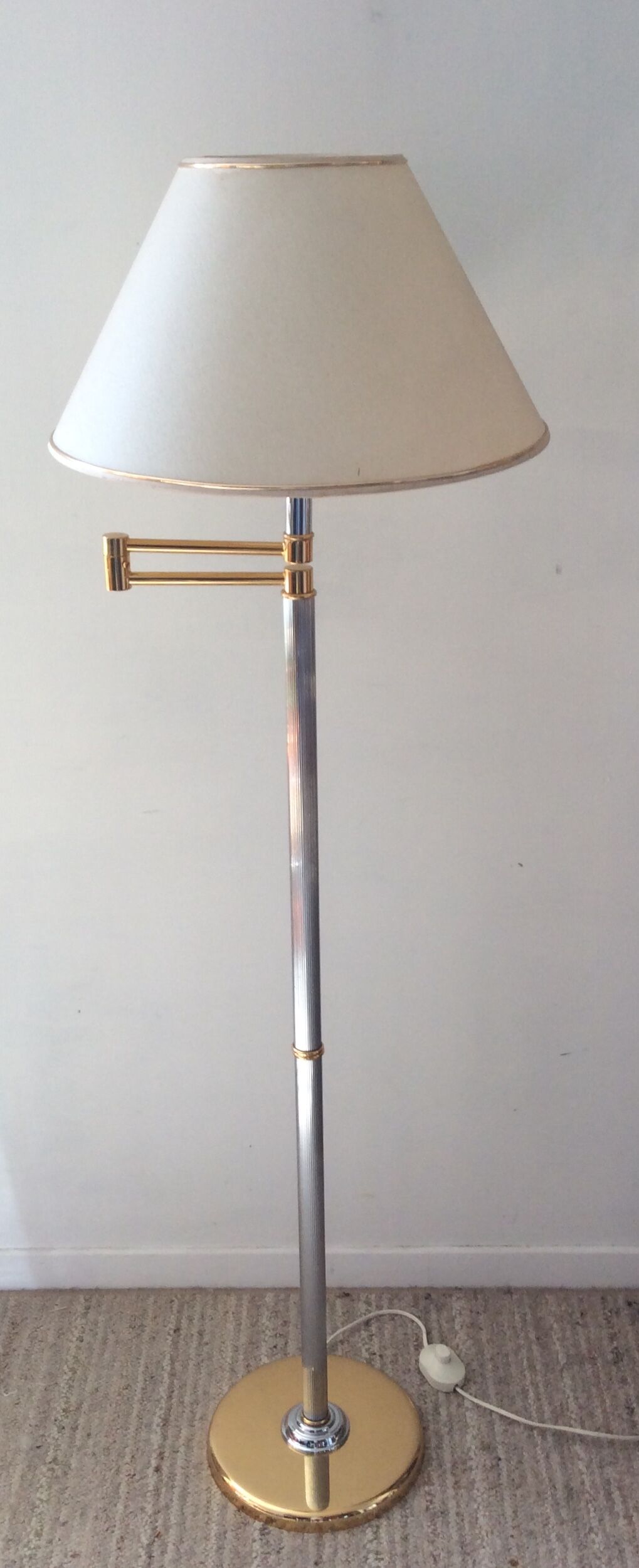 Floor lamp chrome and gold reader of the 70s