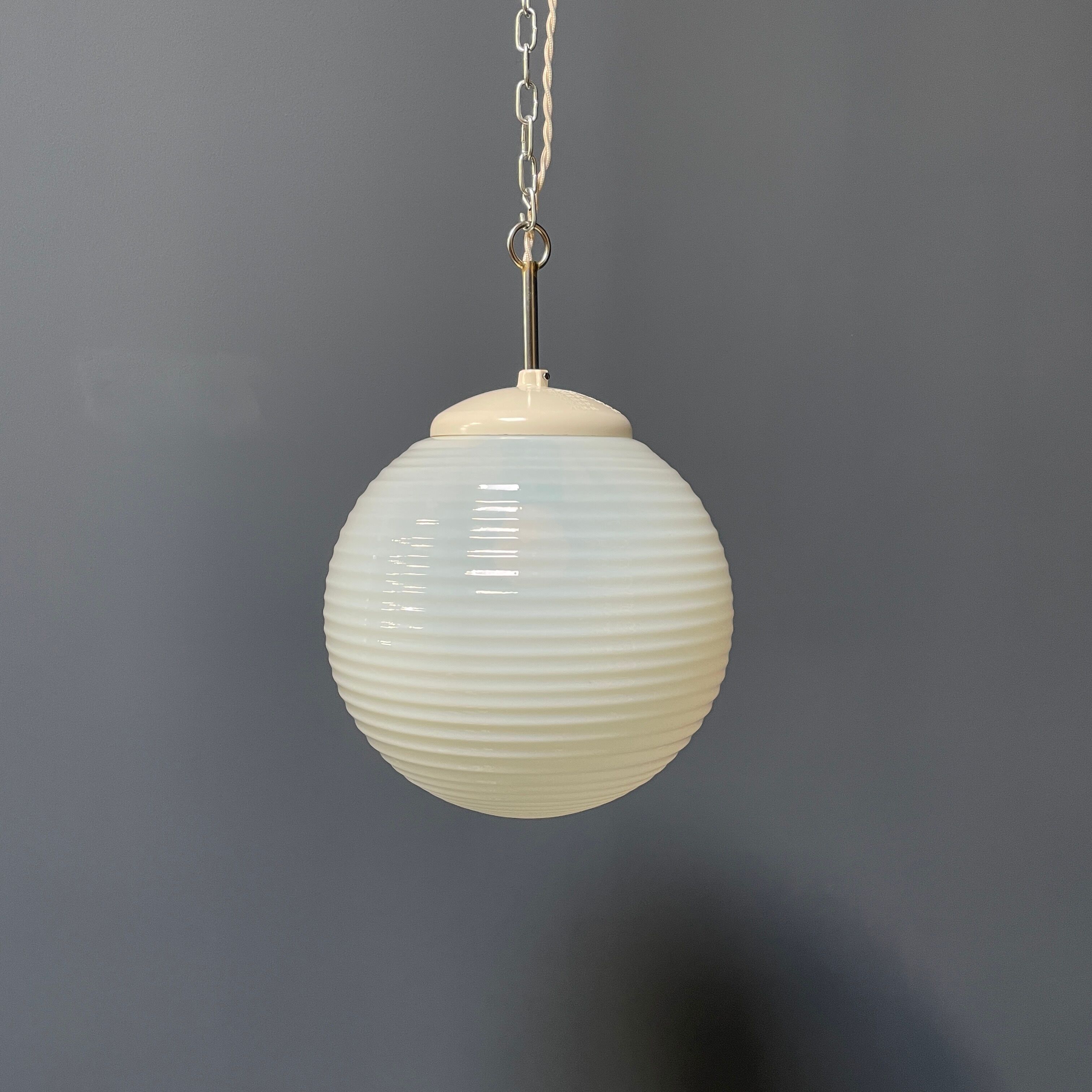 Mother of pearl opaline glass pendant lamps from the 1960s