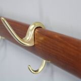 Brass and teak coat hanger by Carl Auböck for Illums Bolighus, Denmark, 1950s