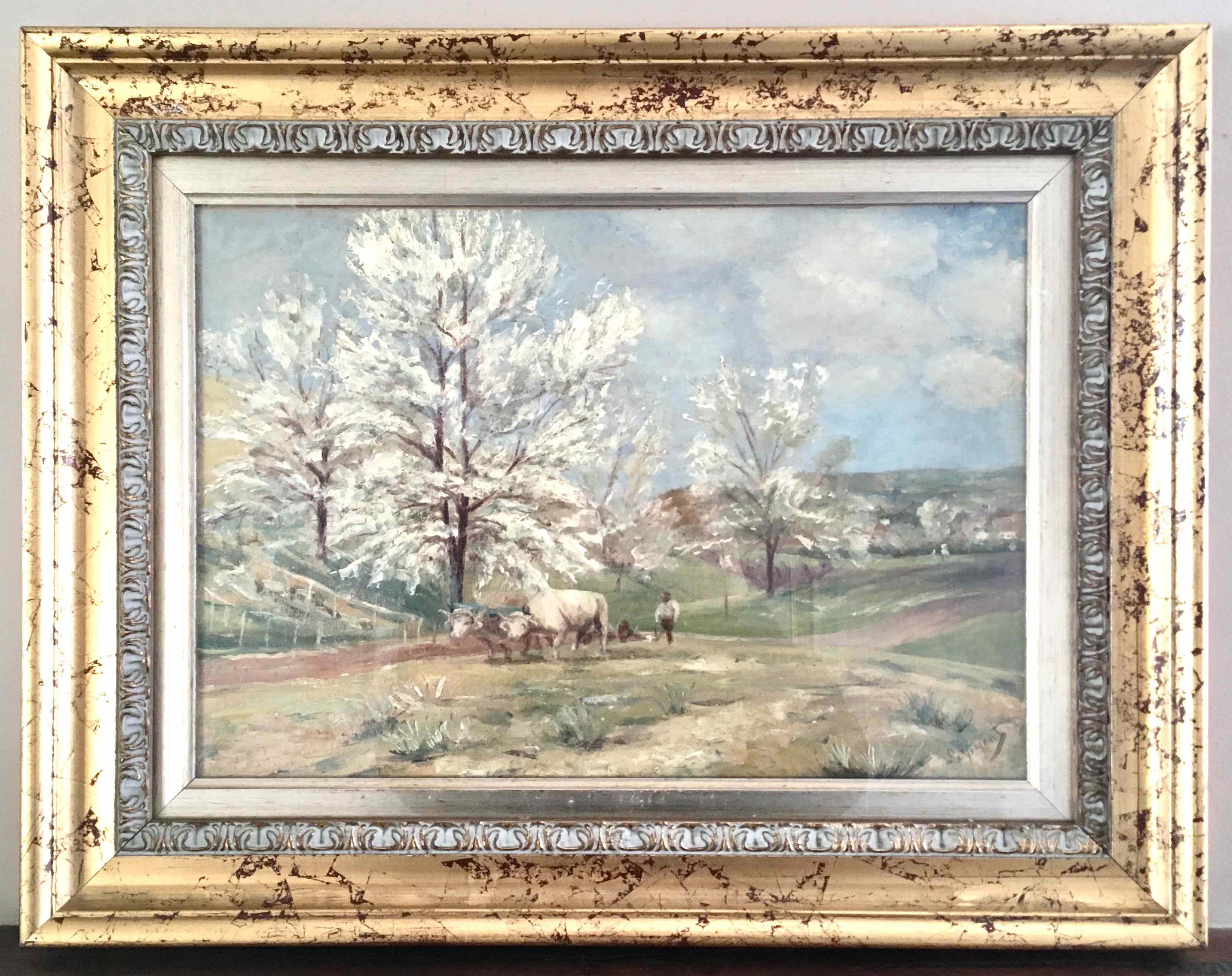 Oil painting on canvas cherry blossoms