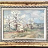 Oil painting on canvas cherry blossoms