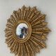 Old witch's eye mirror in gilded wood 62cm