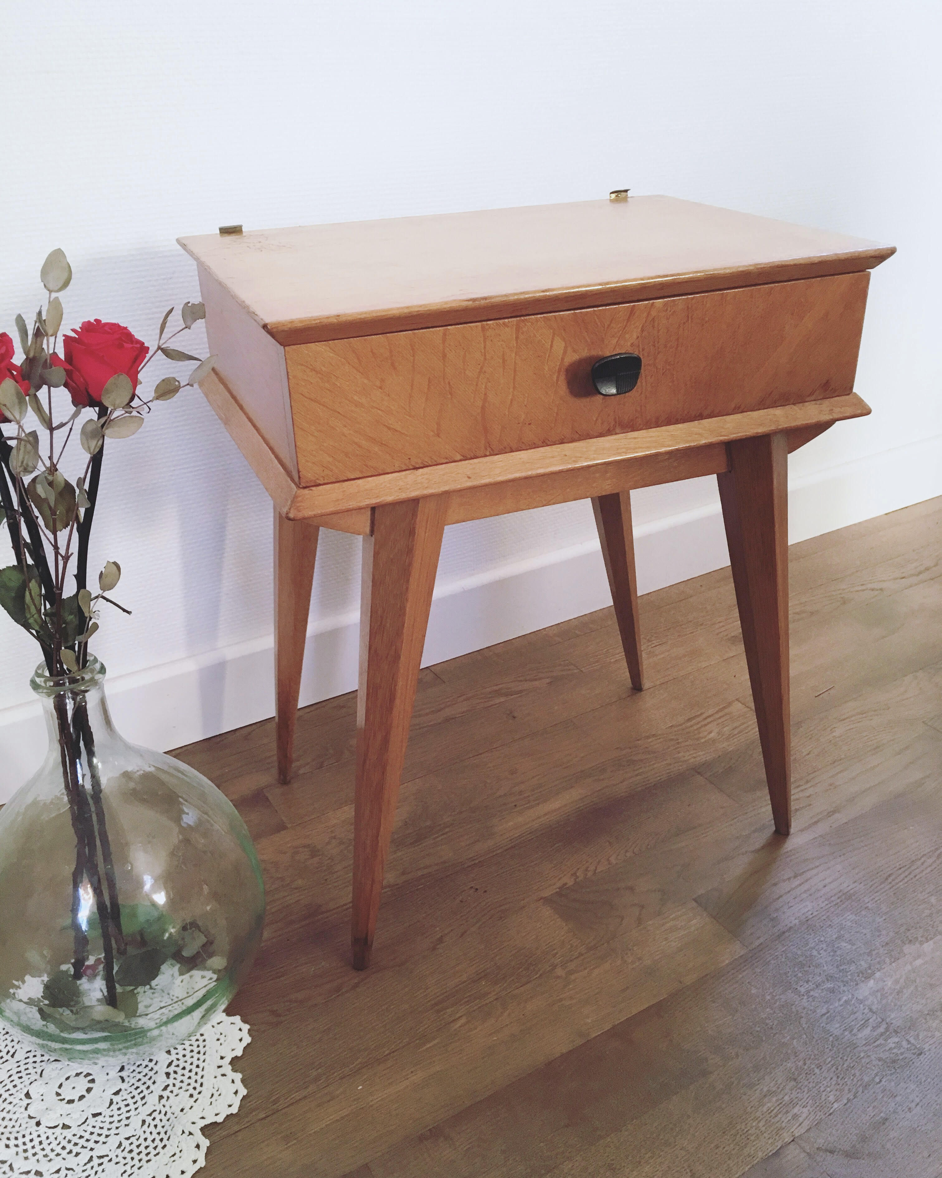 Vintage oak bedside table