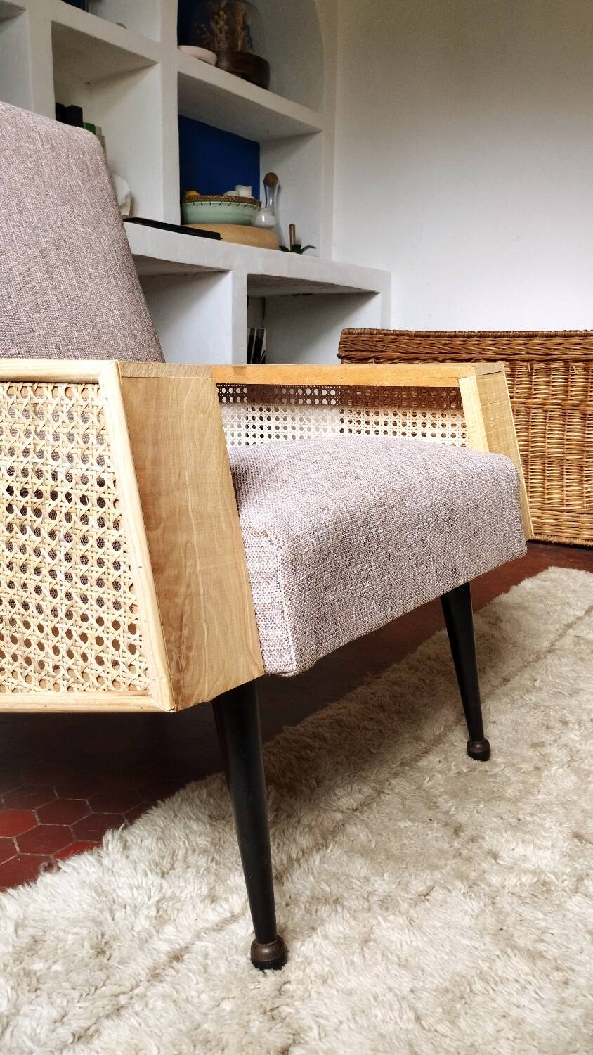 60s cane armchair
