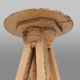 Industrial painted wooden tripod Console with rich patina, France 1900s