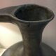Vase with vintage Scandinavian blue ceramic handles. Signed Lienau