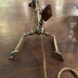 Rare articulated tripod base table lamp in gold-plated brass