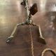 Rare articulated tripod base table lamp in gold-plated brass