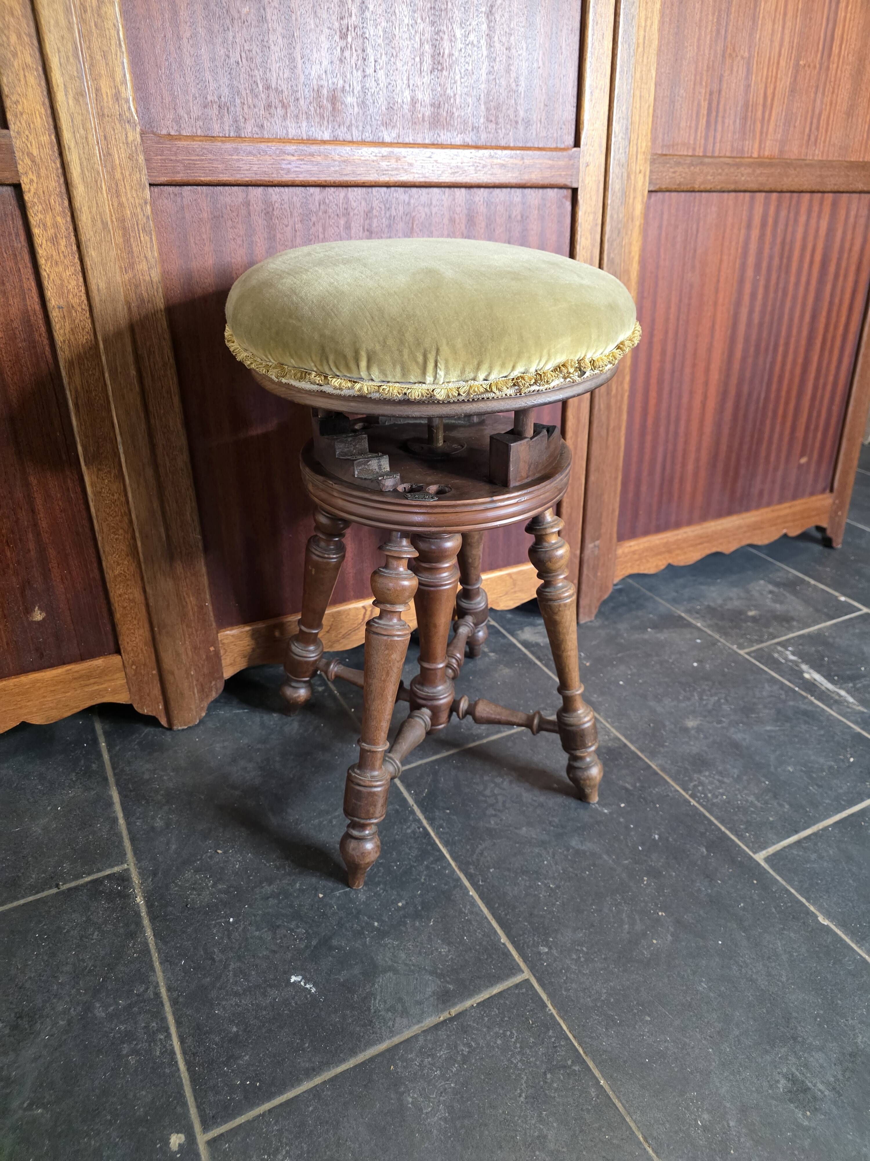Antique adjustable piano stool