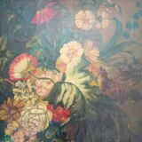 Tableau ancien Bouquet de fleurs huile sur toile nature morte 19ème siècle