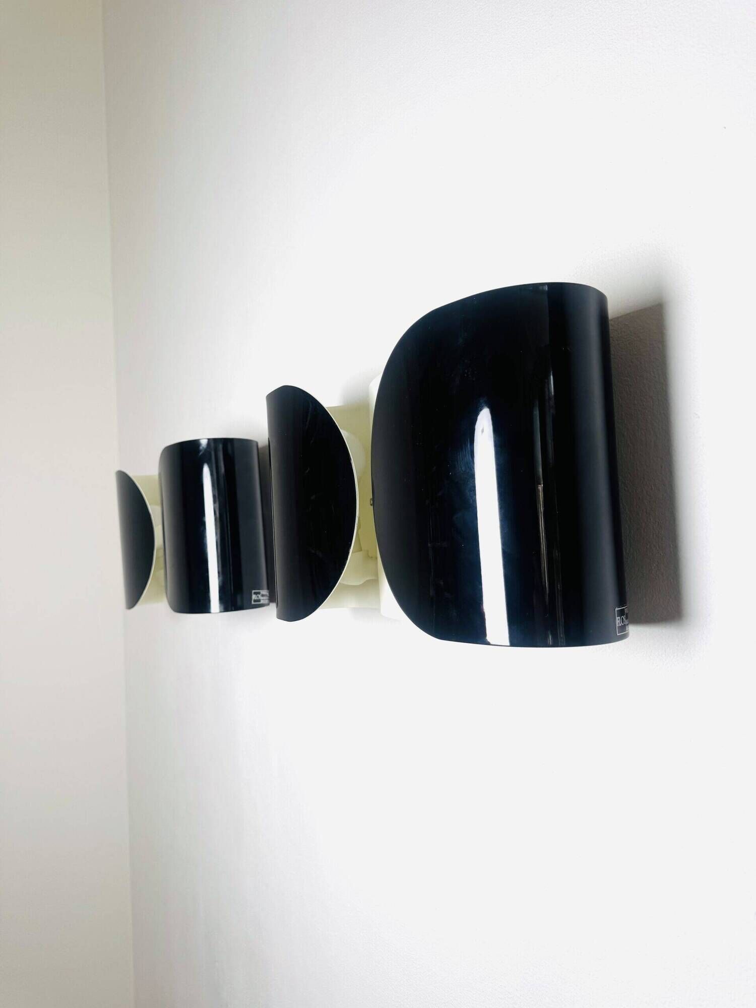 Foglio Wall Lamps In Black And White By Tobia Scarpa For Flos, Italy 1980S