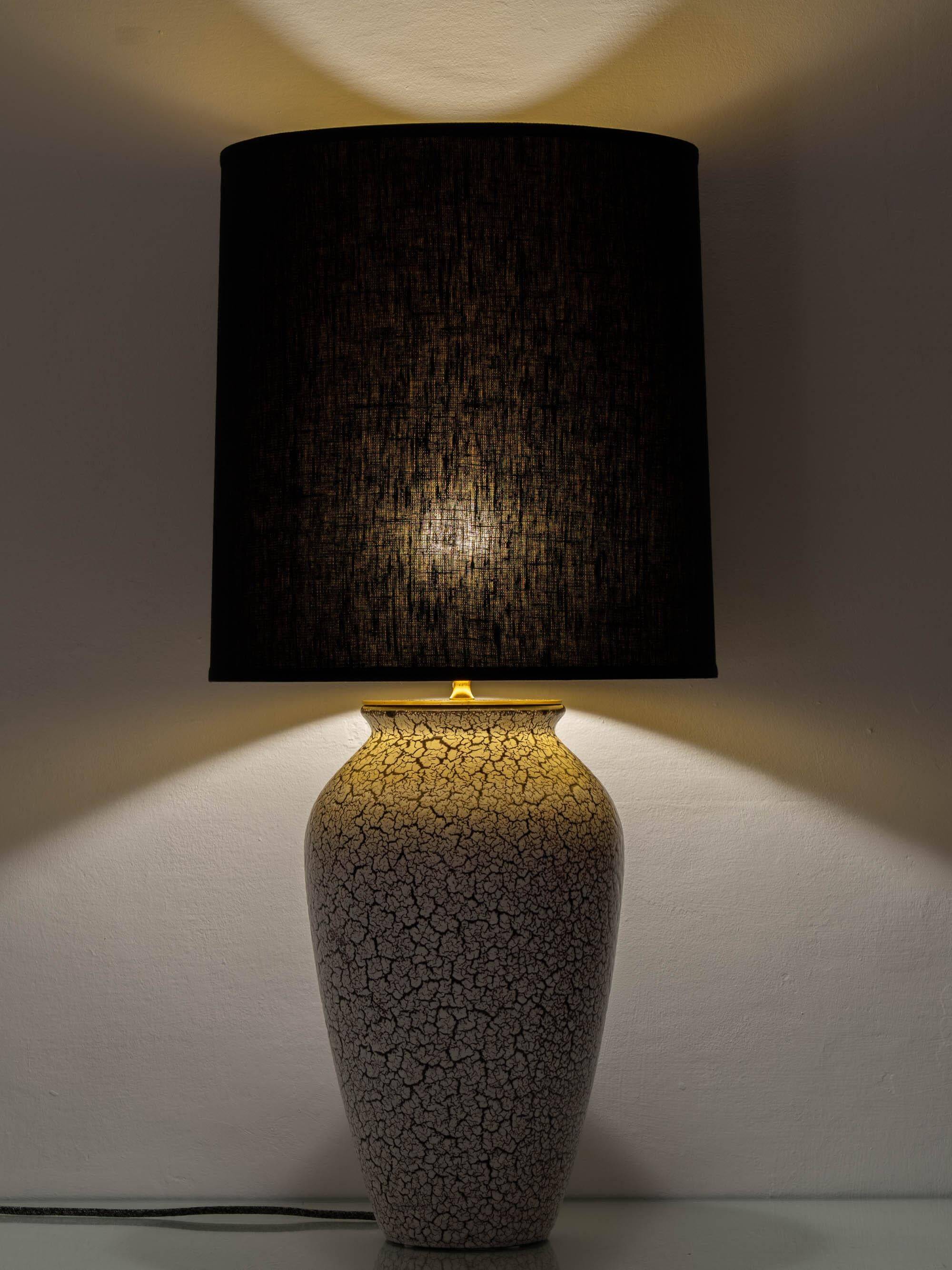 Jasba "Cortina" ceramic table lamp with crackled glaze, mid-century style, 1950s.