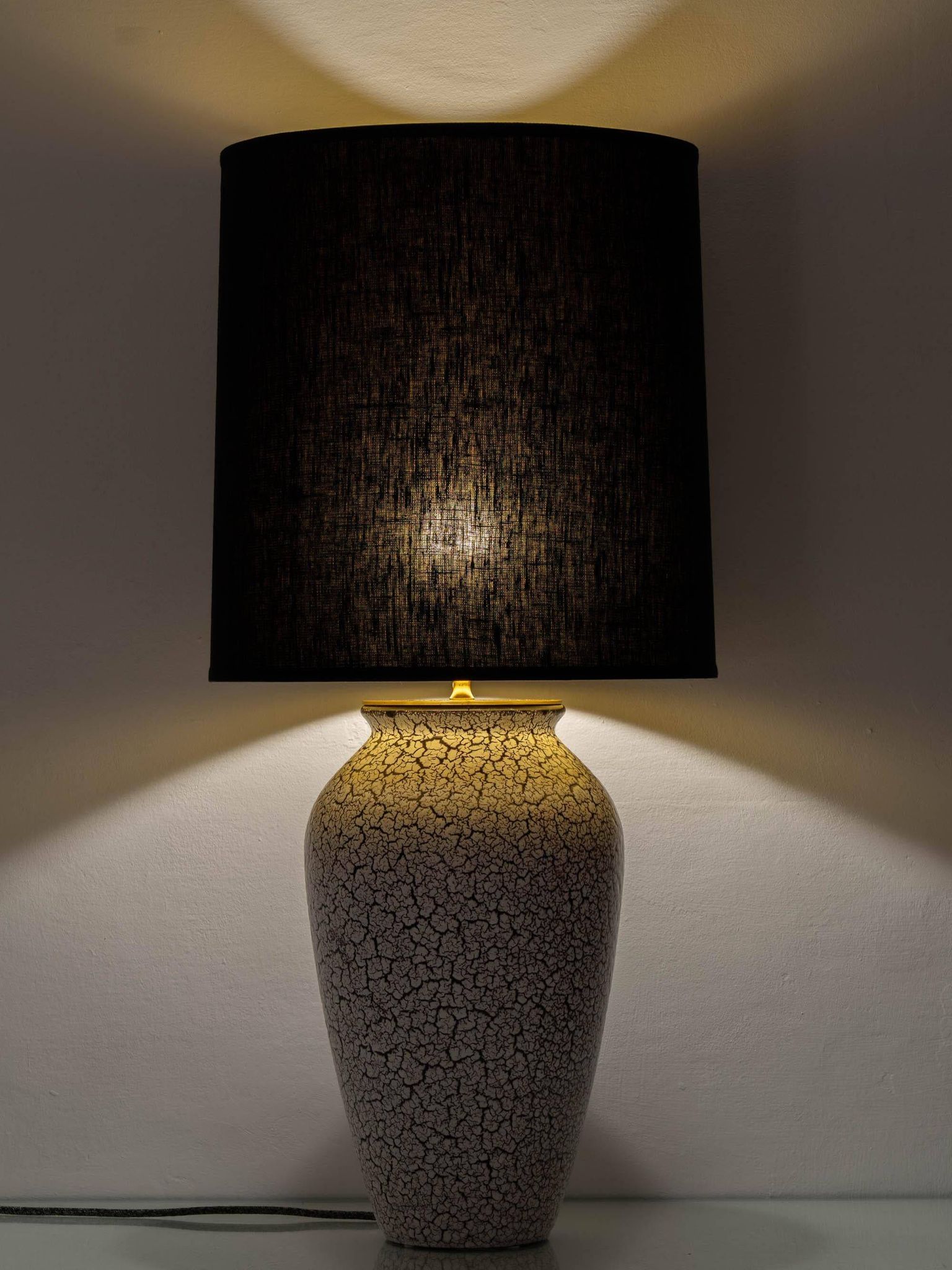 Jasba "Cortina" ceramic table lamp with crackled glaze, mid-century style, 1950s.