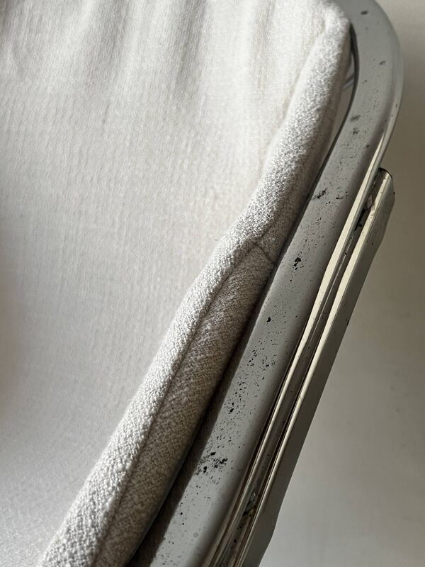 Fauteuil en métal chromé Egg par Gastone Rinaldi, chaise design 1970