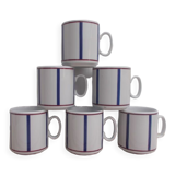 Set of 6 Basque mugs in blue and red porcelain