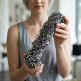 Pair of Hand-Blown Murano Glass Spiral Door Handles with Silver Dust, 1960s