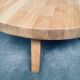 Brutalist Oak Round Coffee Table from Meubelfabriek Oisterwijk, Netherlands, 1960s