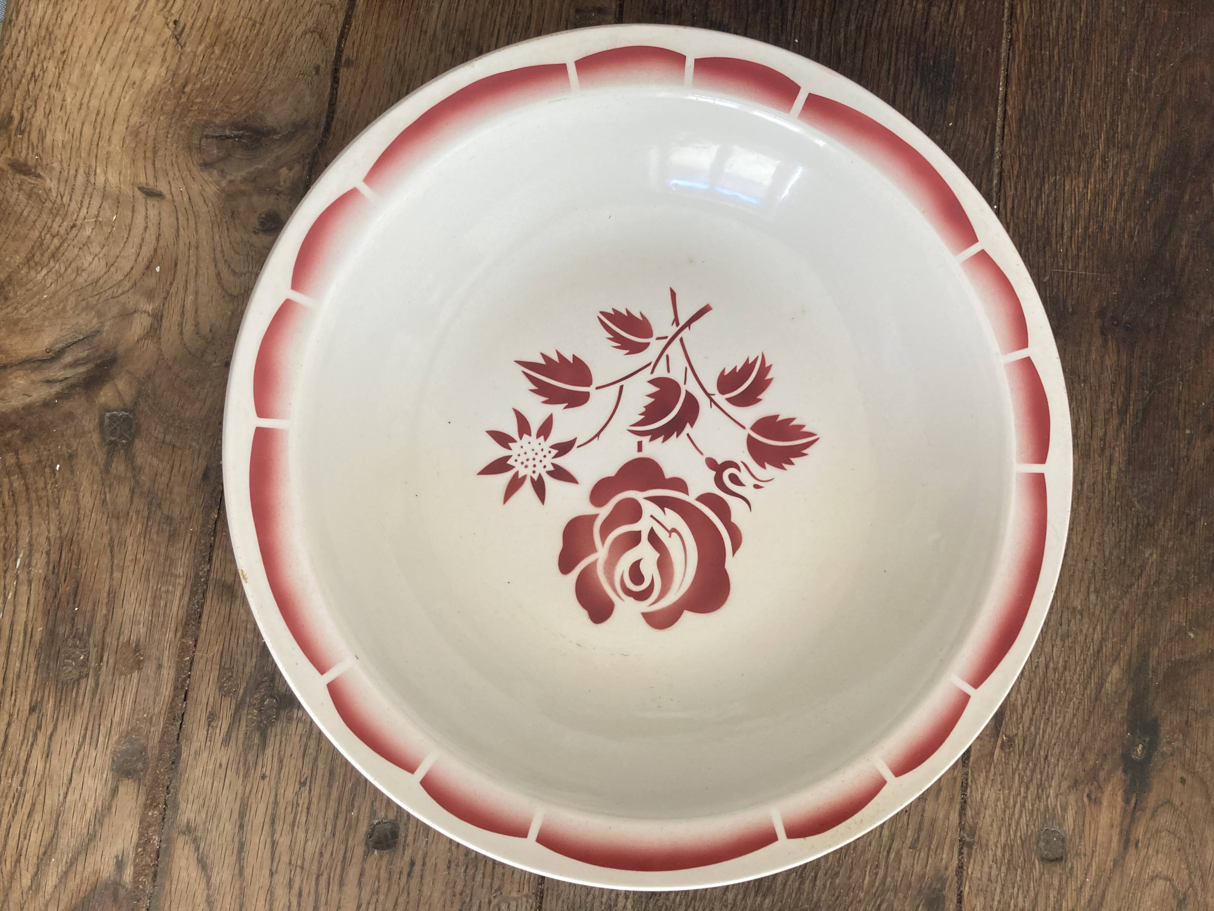 Antique flowered hollow dish