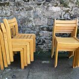 Suite of 8 solid beech chairs
