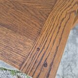 Antique rustic farmhouse table in solid oak with one drawer - 1m15