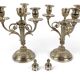 Pair of silver-plated candelabra in Louis XVI style