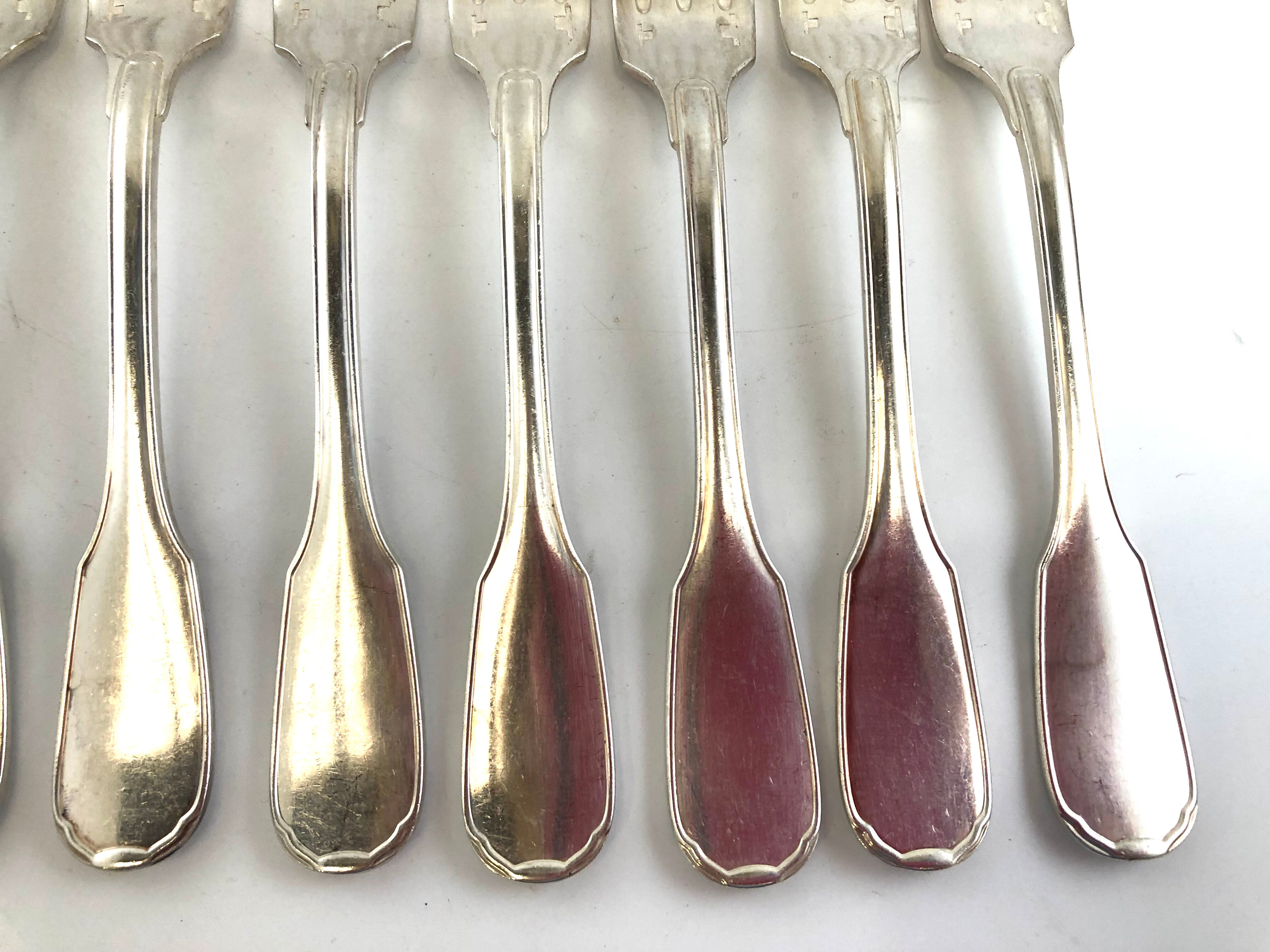 Christofle 10 forks in silver metal model Versailles