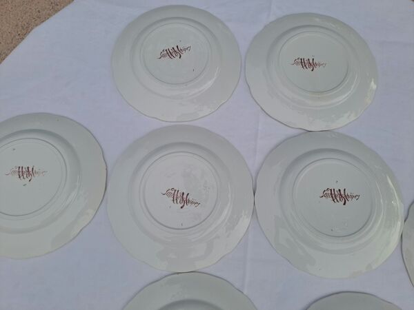 8 assiettes à dessert Sarreguemines modèle Montmorency
