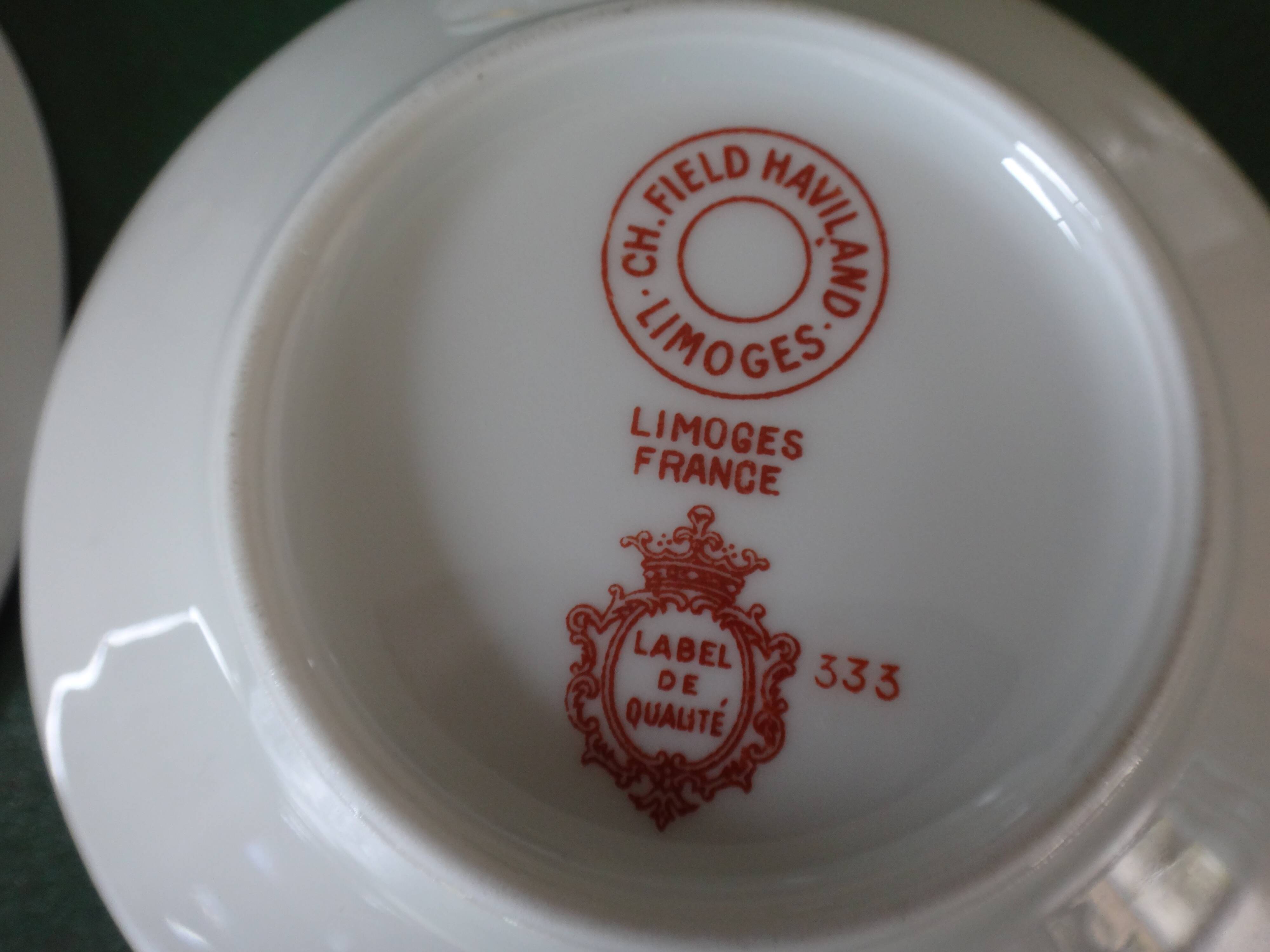 2 coffee cups and saucers in Limoges porcelain