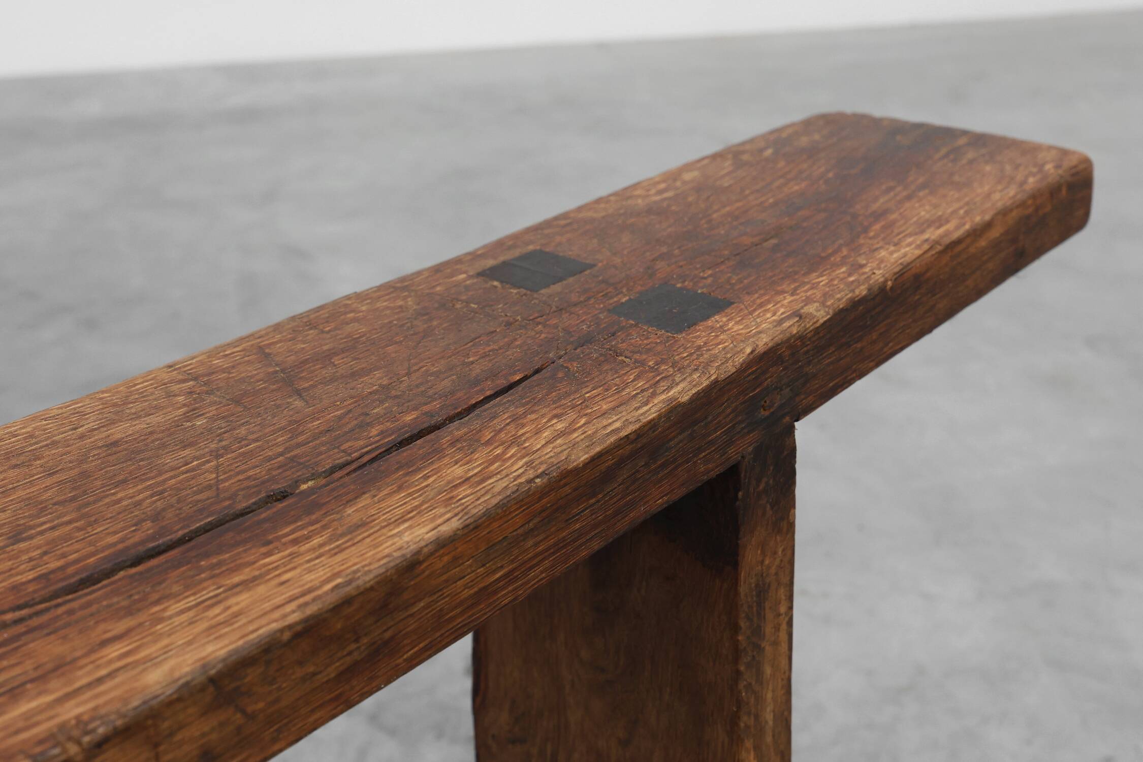 Rustic farmhouse bench in oak, France ca. 1820