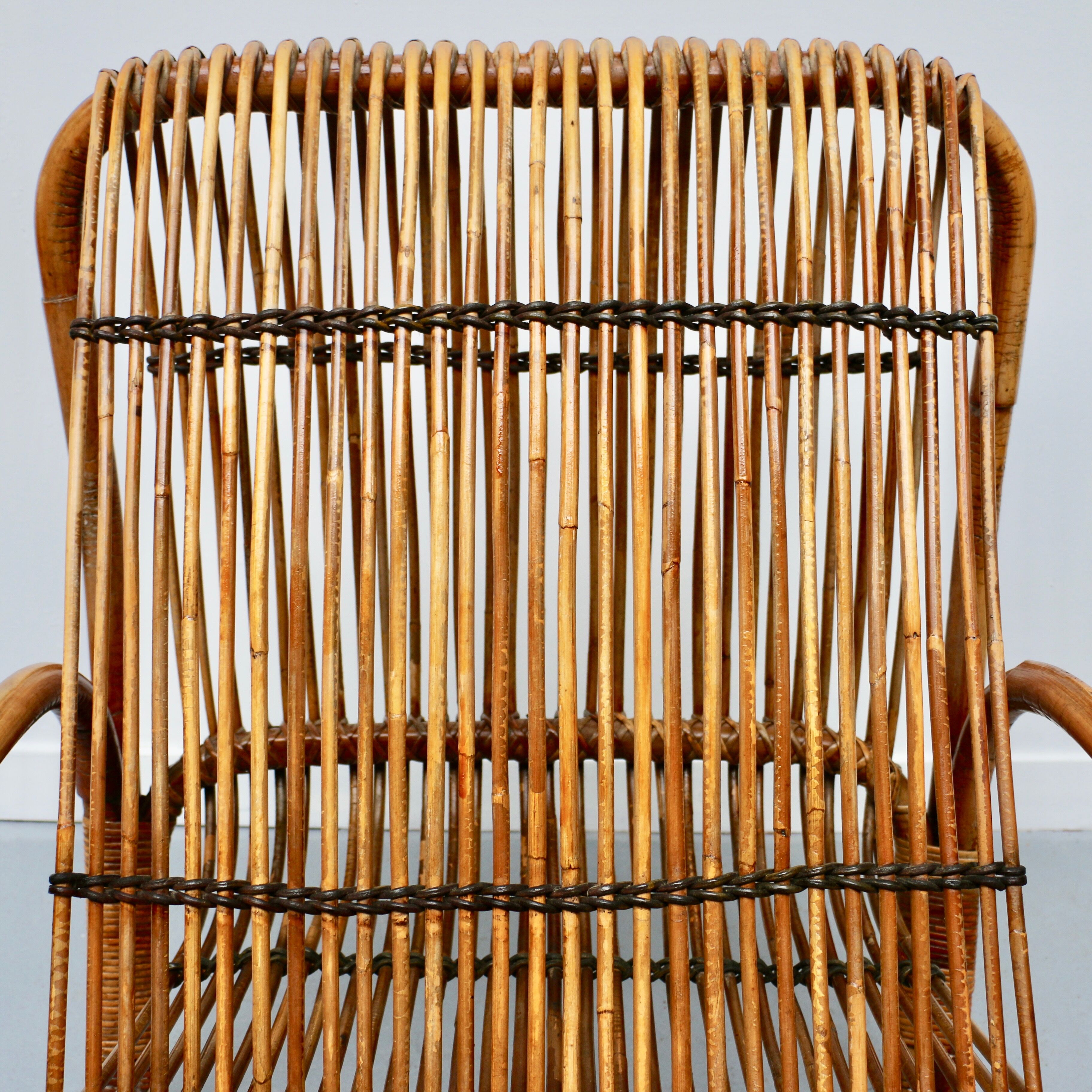 Rattan armchair, Italy, 1950s